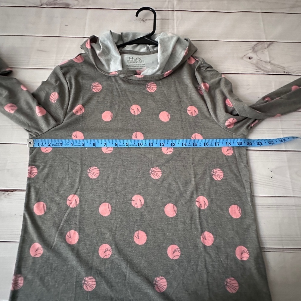Huk Women's Gray Hoodie with Pink Dots Size Medium Casual lightweight School - Picture 4 of 5